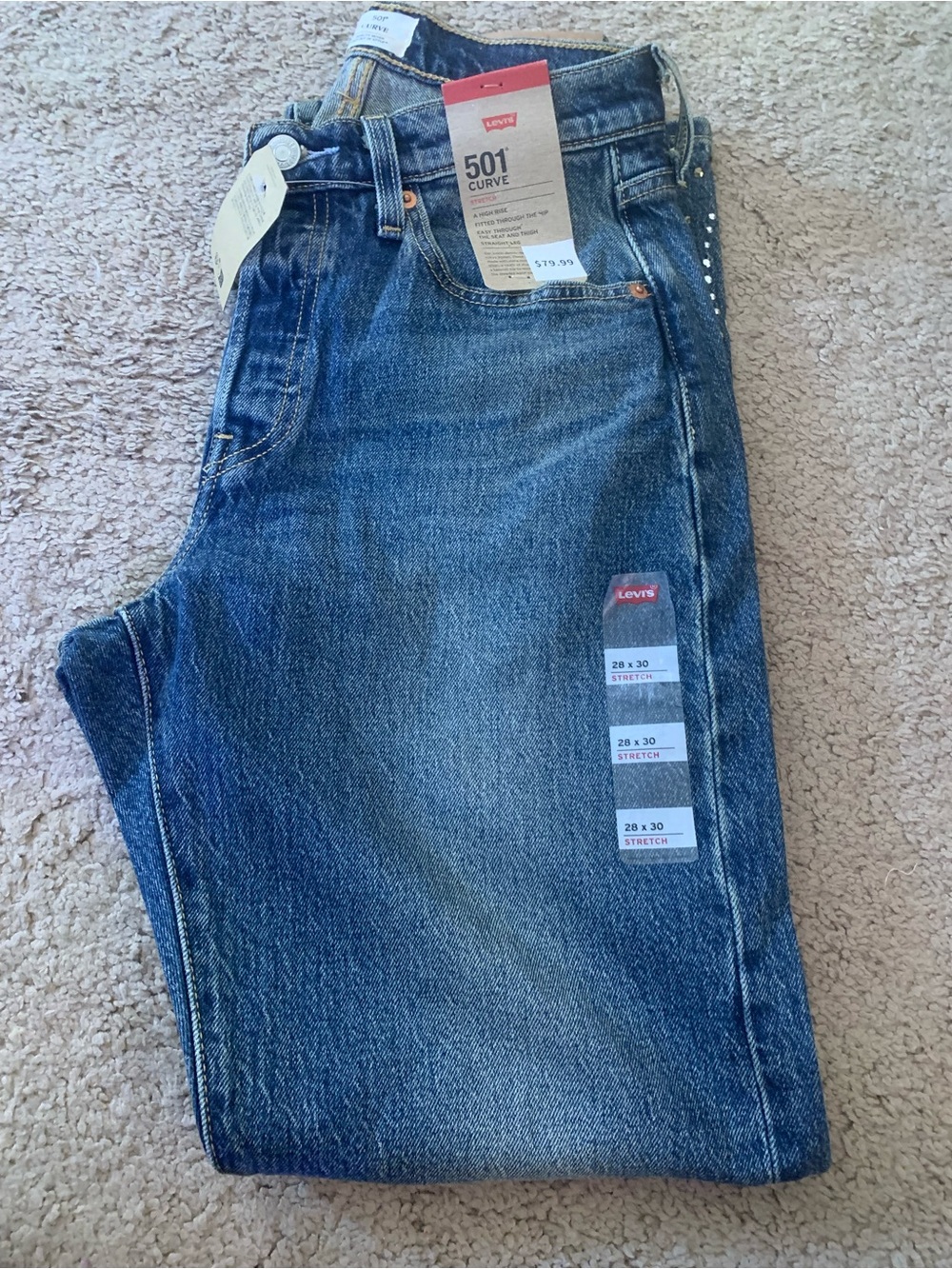 Levi's 501 Curved Straight Jeans - Medium Blue Denim
